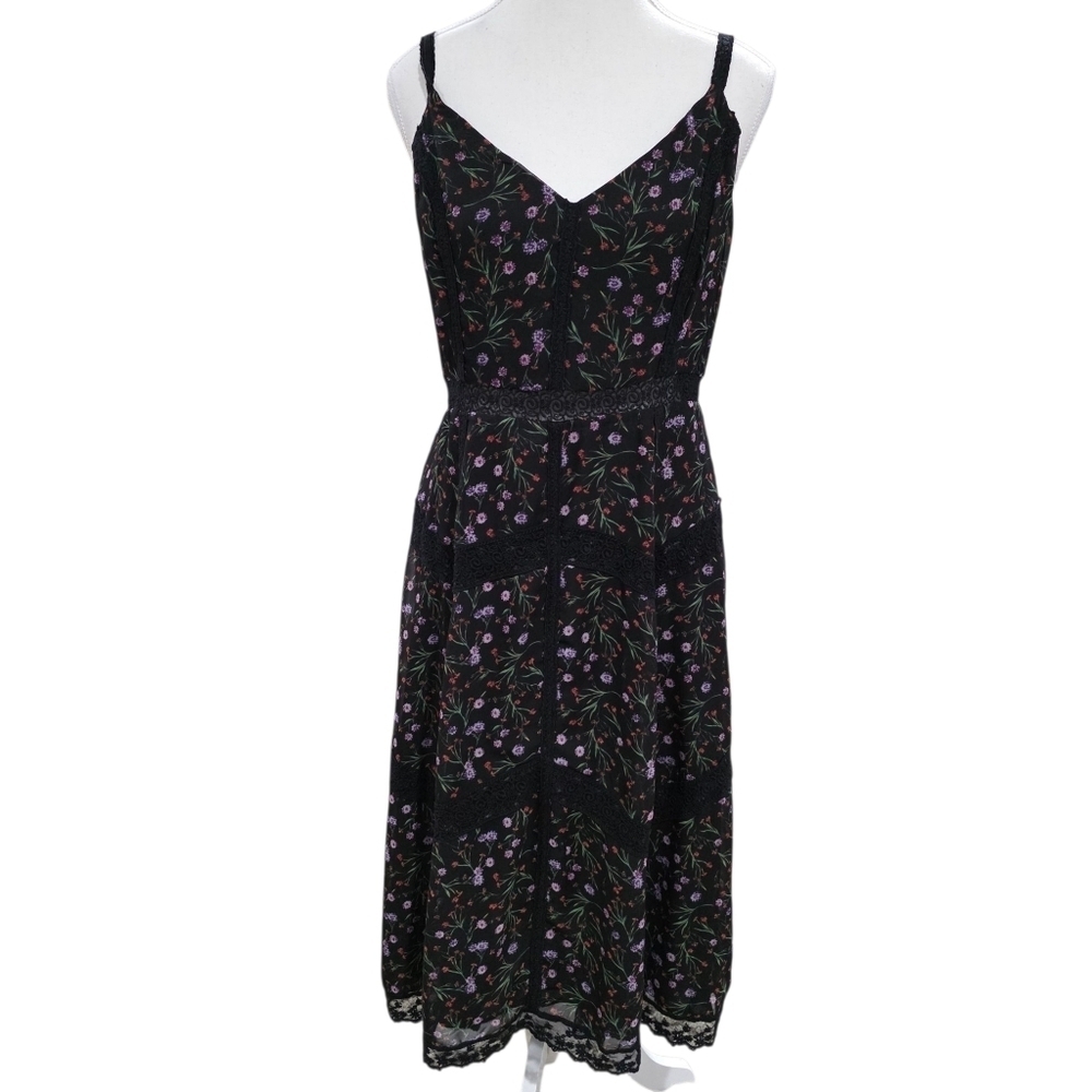 NWT J.O.A. Just One Answer Black Floral Dress Size Large